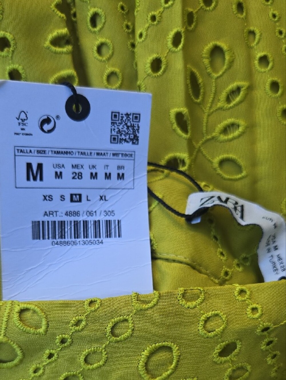 Zara Eyelet Embroidered Skirt - Chartreuse - Picture 5 of 5